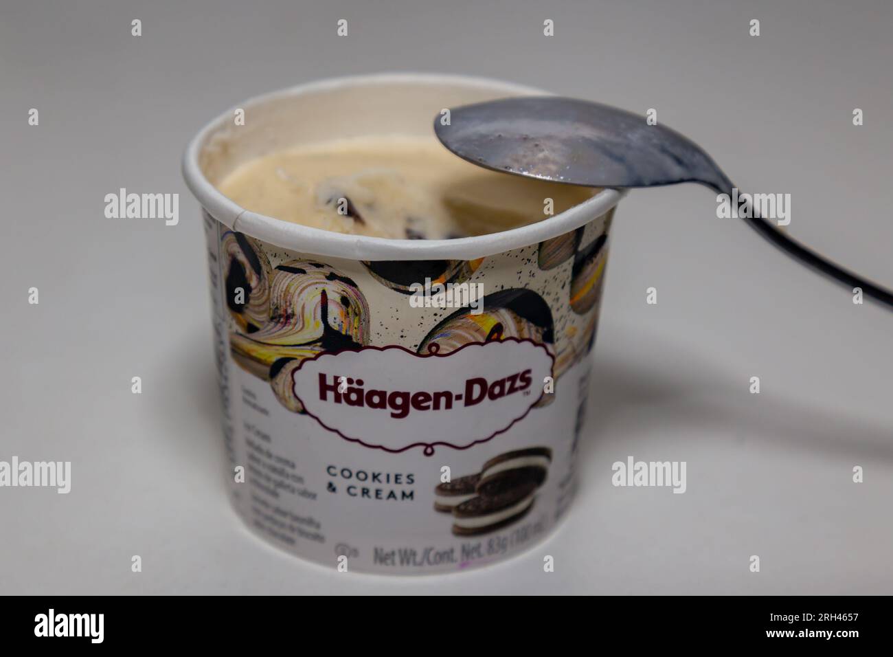 Traditional Häagen-Dazs ice cream isolated in selective focus Stock Photo
