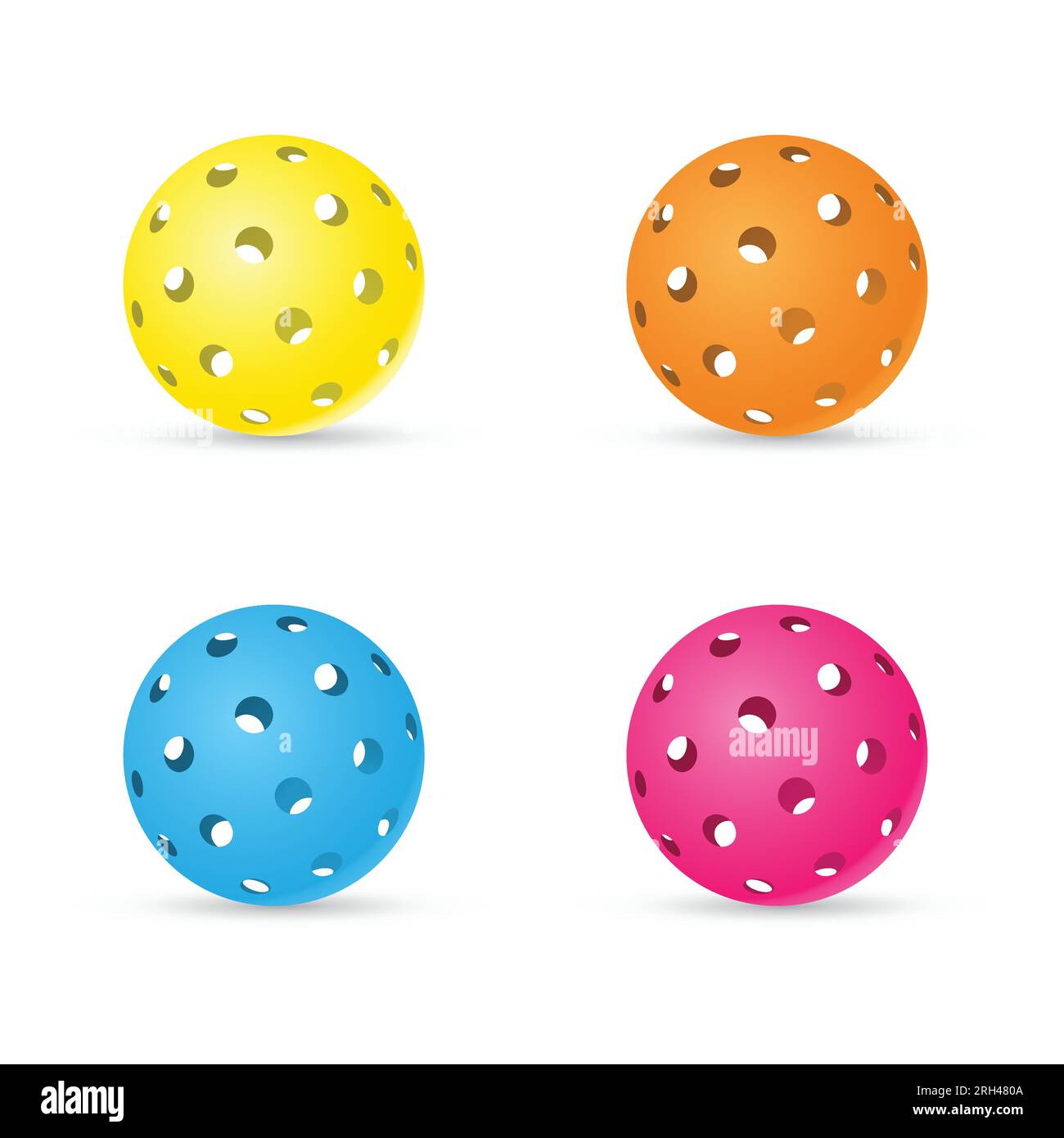 Pickleball balls set with shadow Stock Vector