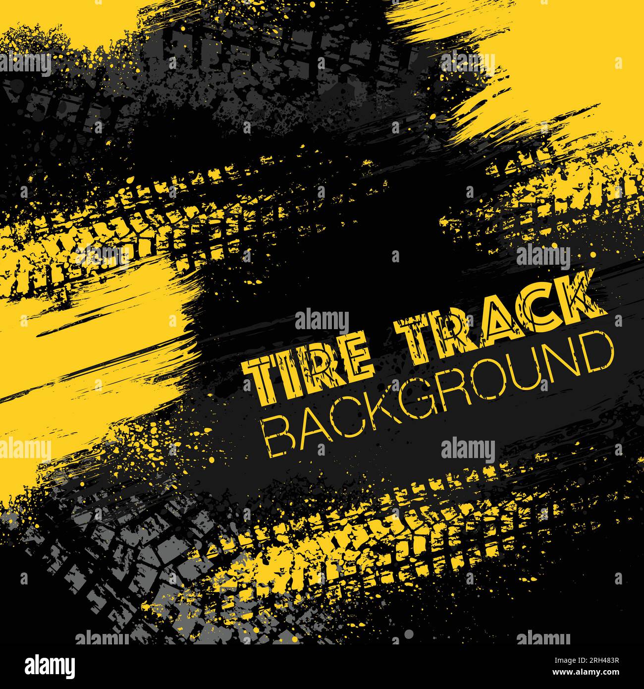 Grunge yellow tire track background Stock Vector