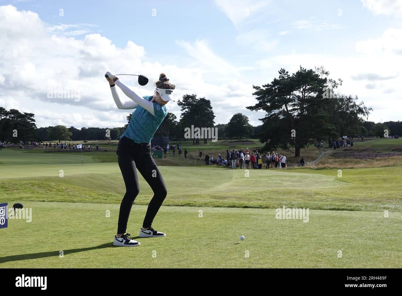 Walton on the Hill, Surrey, UK. 13th Aug, 2023. Action on the final day of The AIG WomenÕs Open at Walton Heath Golf Club ( organised by the Royal & Ancient Golf Club of St. Andrews - R&A Our picture shows: Nelly Korda (USA)drives on 15th tee. Credit: Motofoto/Alamy Live News Stock Photo