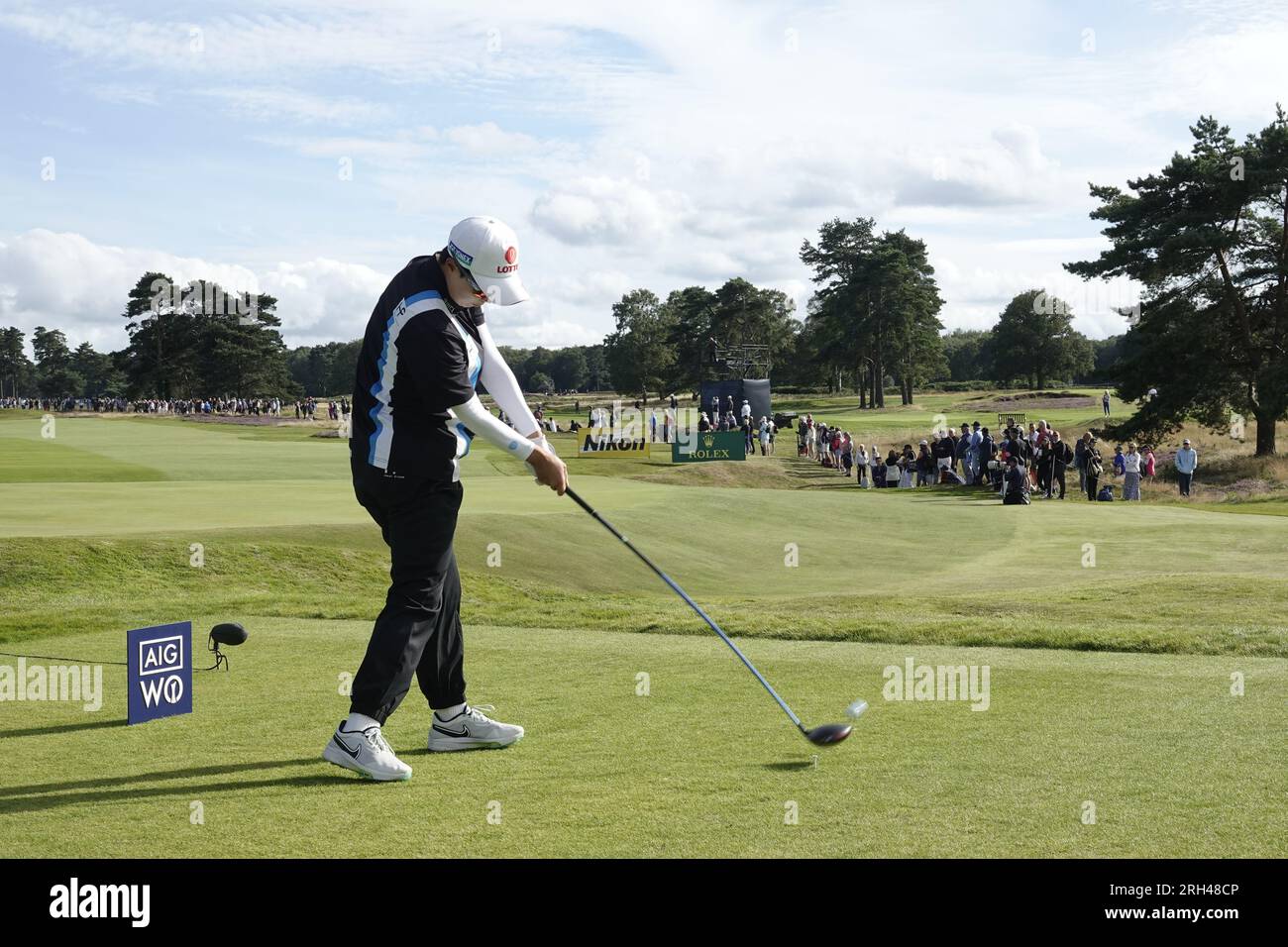 Walton on the Hill, Surrey, UK. 13th Aug, 2023. Action on the final day of The AIG WomenÕs Open at Walton Heath Golf Club ( organised by the Royal & Ancient Golf Club of St. Andrews - R&A Our picture shows: Hyo Joo Kim (KOR) drives on the 15th tee. Credit: Motofoto/Alamy Live News Stock Photo