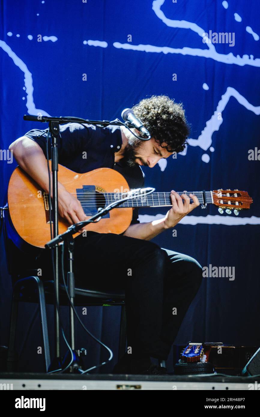 Gothenburg, Sweden. 12th, August 2023. The Swedish singer, songwriter and musician Jose Gonzales performs a live concert during the Swedish music festival Way Out West 2023 in Gothenburg. (Photo credit: Gonzales Photo - Tilman Jentzsch). Stock Photo