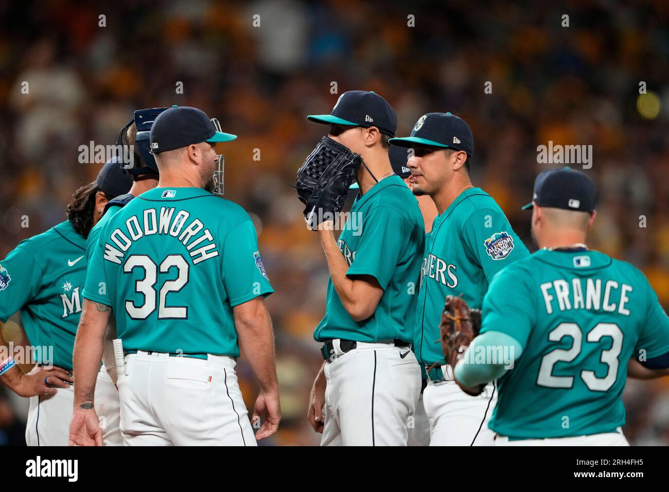 Seattle Mariners' George Kirby looks on during a baseball game against the  Baltimore Orioles, Saturday, Aug. 12, 2023, in Seattle. (AP Photo/Lindsey  Wasson Stock Photo - Alamy