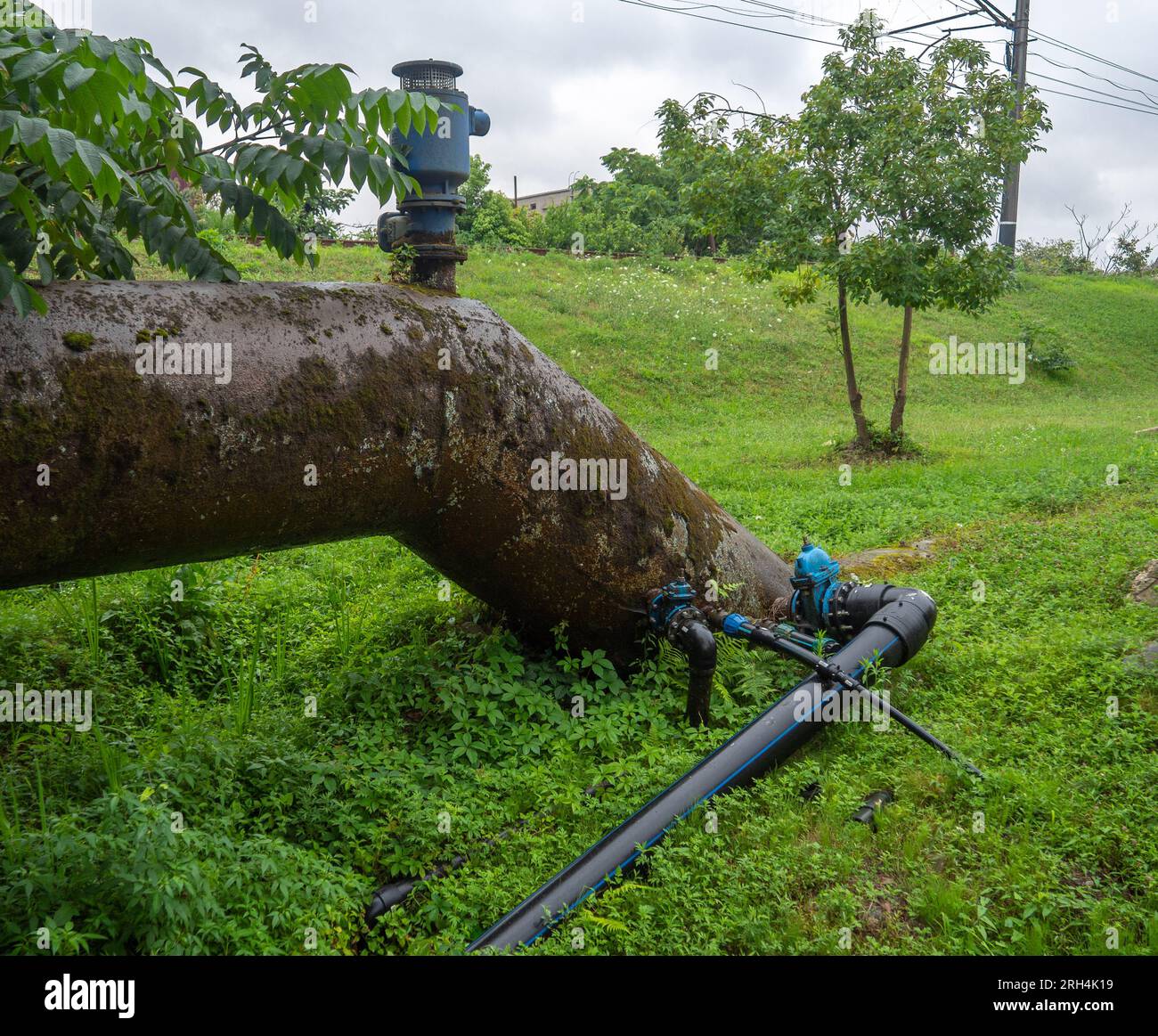 Valves on the gas pipeline. Gas cover. Transportation of fuel through