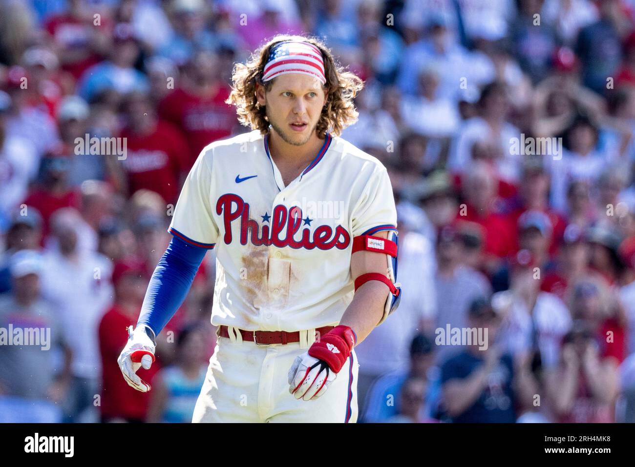 Philadelphia Phillies first baseman Alec Bohm in action during a baseball  game against the Boston Red Sox, Sunday, May 7, 2023, in Philadelphia. (AP  Photo/Laurence Kesterson Stock Photo - Alamy
