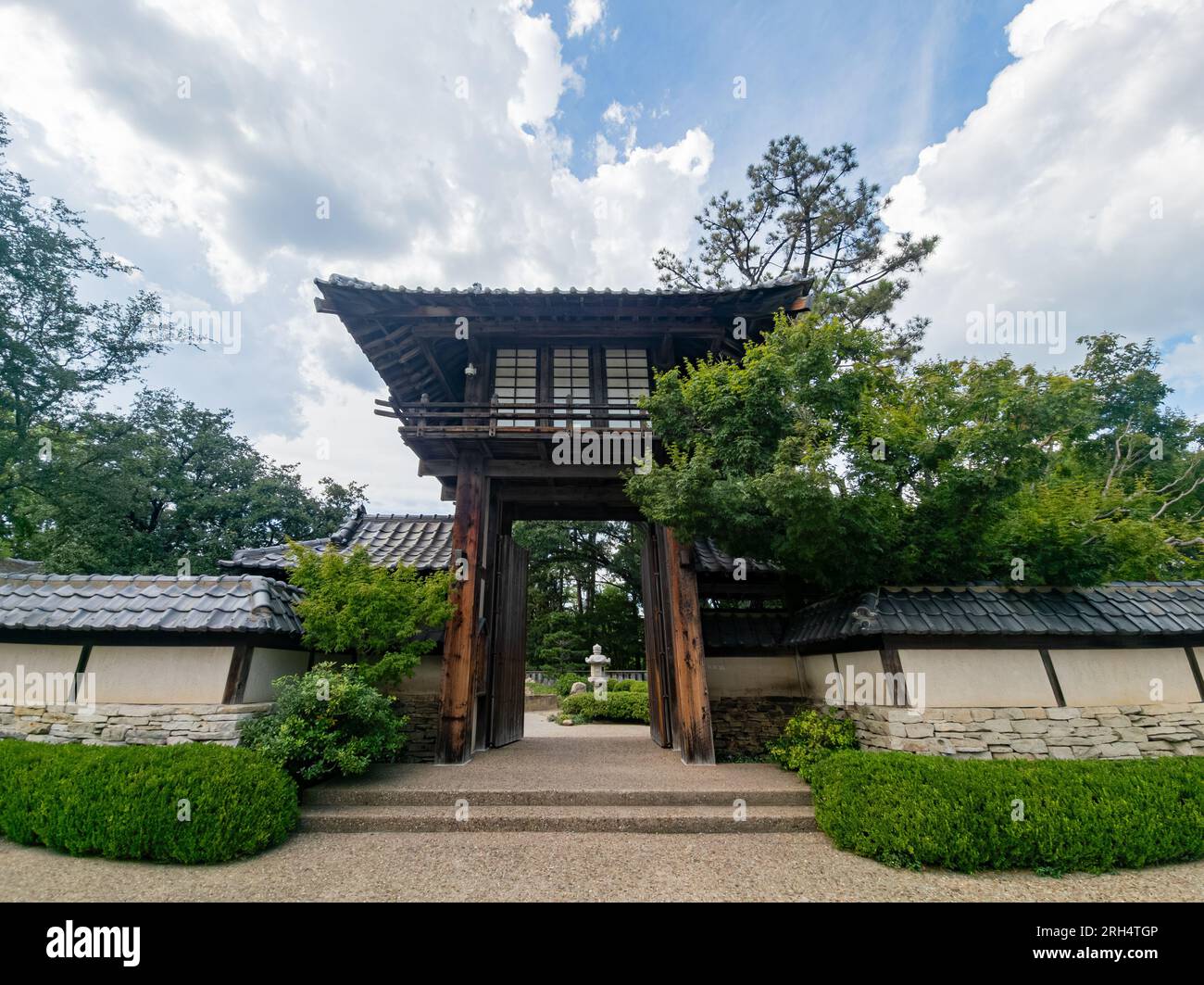Exterior view of the Japanese garden of Fort Worth Botanic Garden at ...