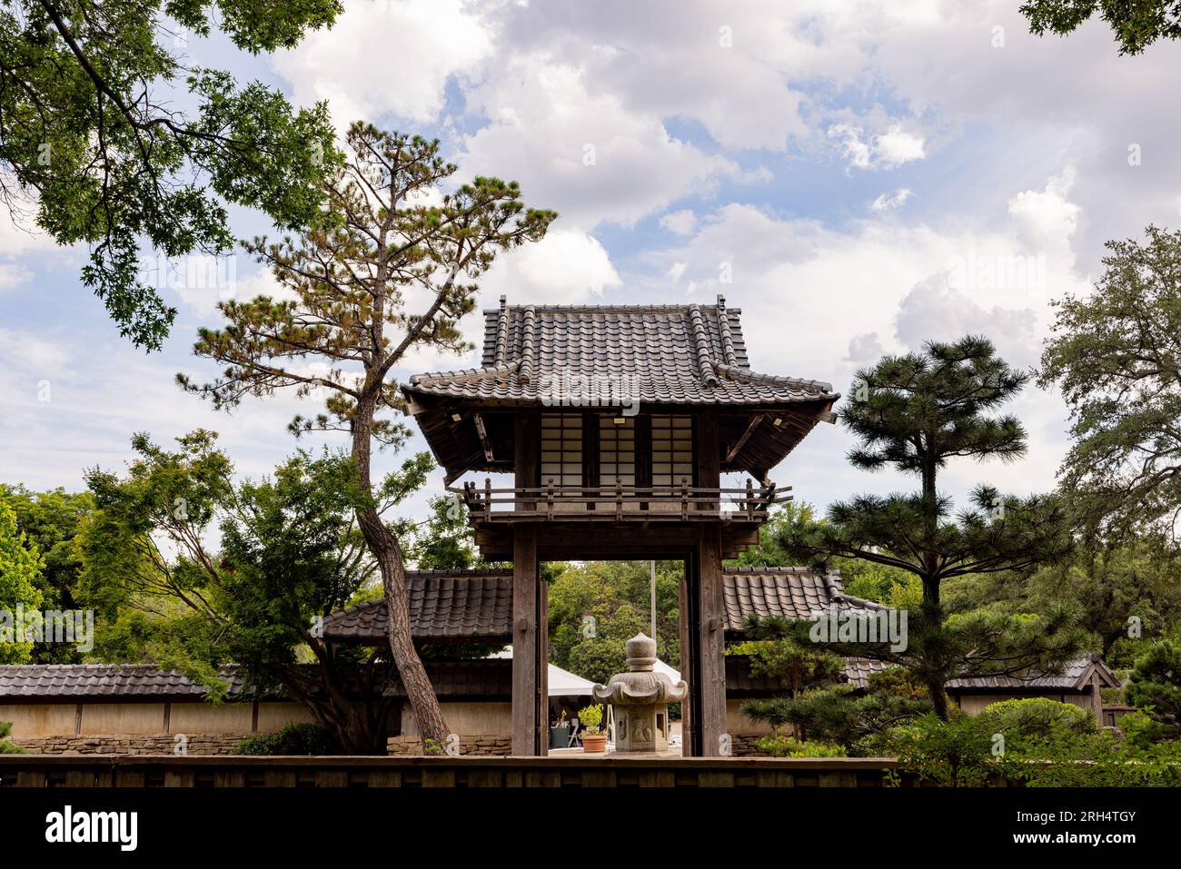 Exterior view of the Japanese garden of Fort Worth Botanic Garden at ...
