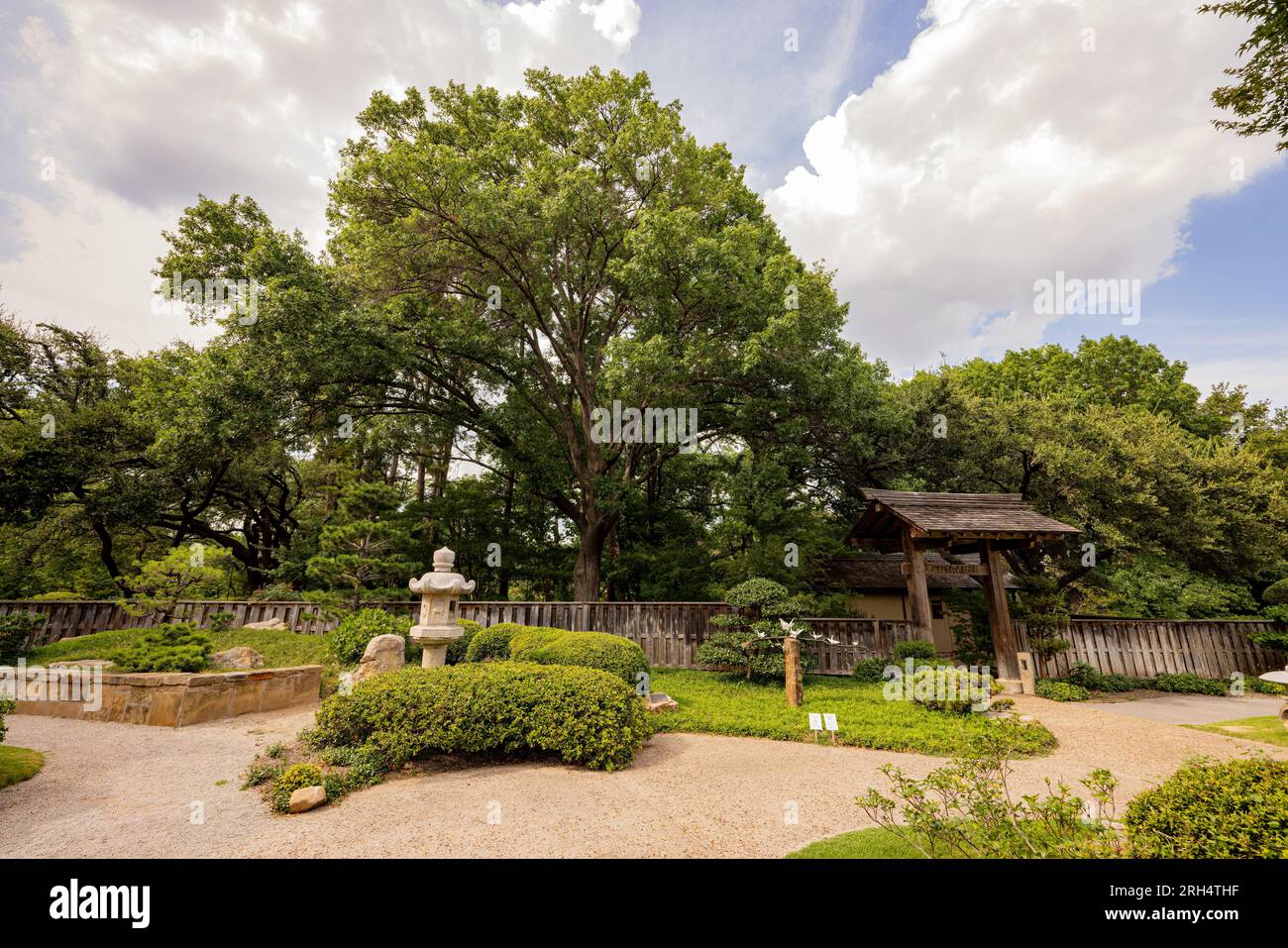 Exterior view of the Japanese garden of Fort Worth Botanic Garden at ...
