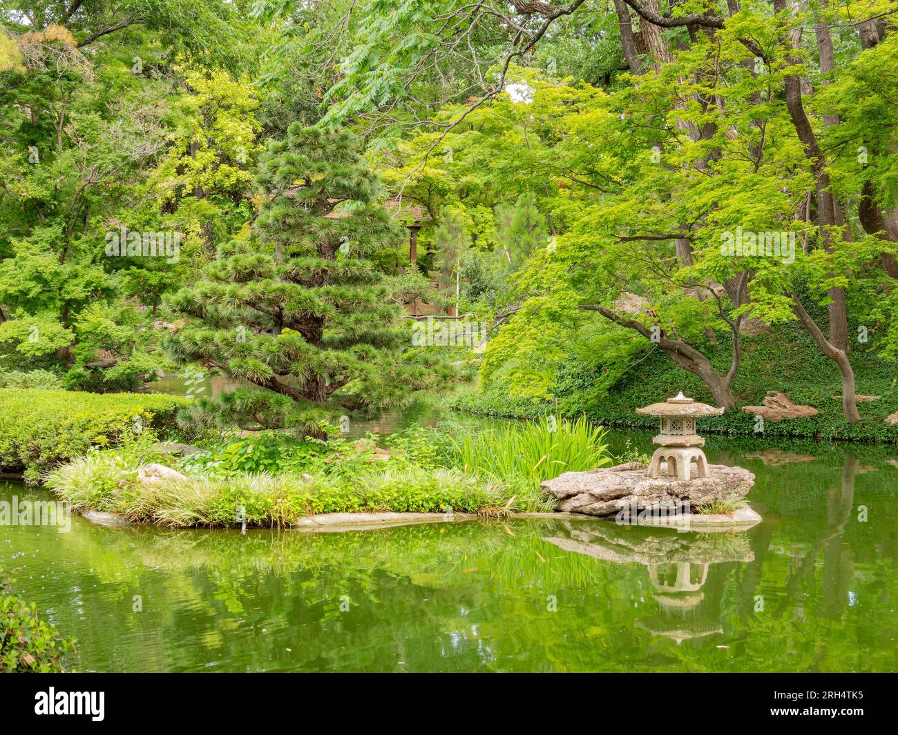 Exterior view of the Japanese garden of Fort Worth Botanic Garden at ...