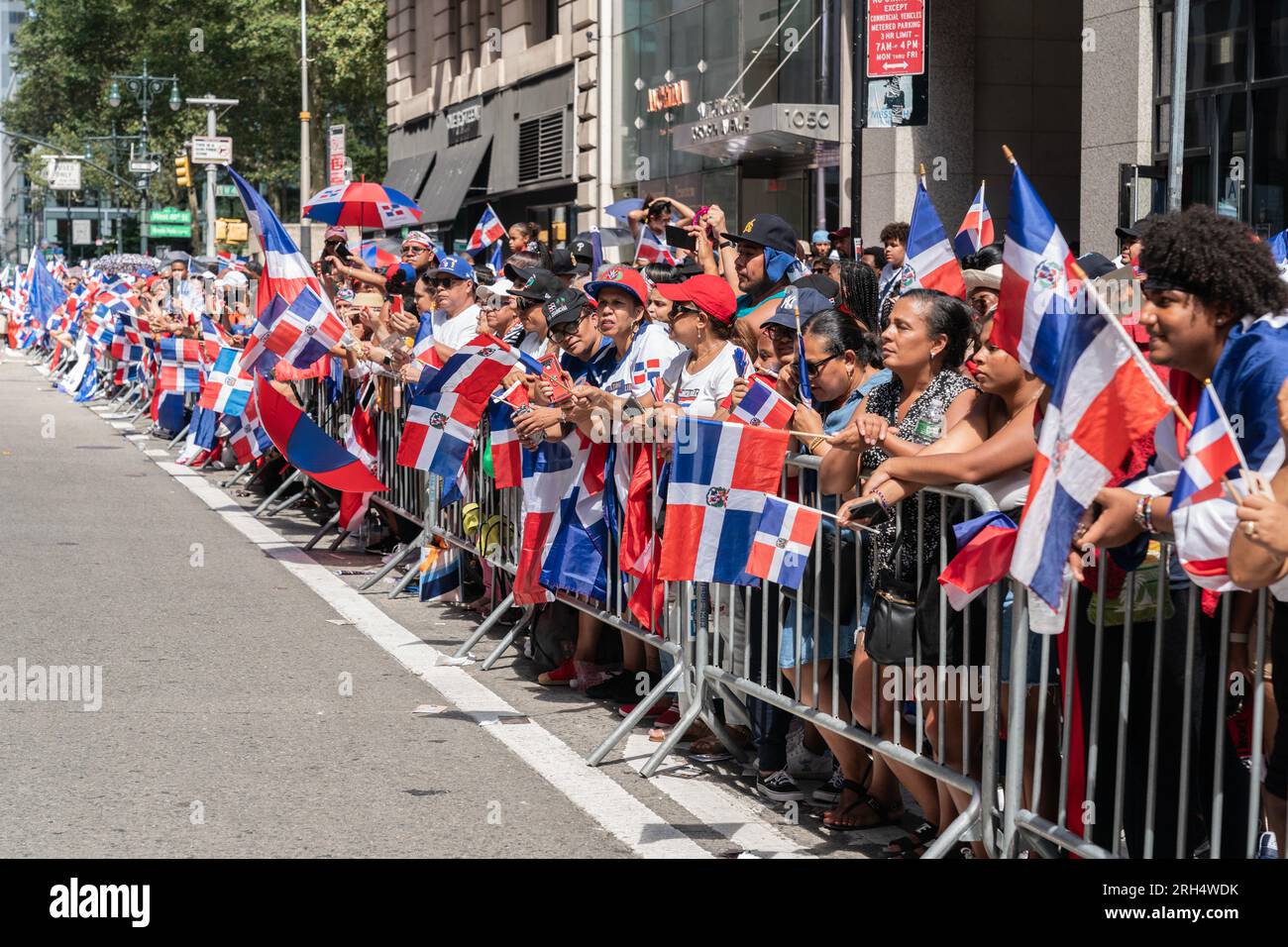 Atmosphere during Dominican Day Parade on 6th avenue in New York on