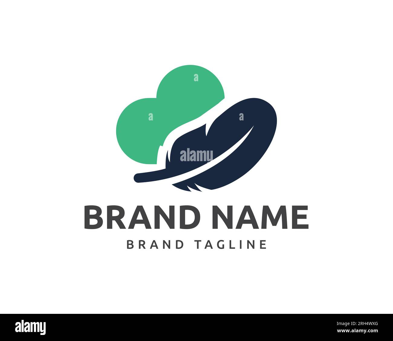 cloud feather logo. combination logo from cloud and feather logo, cloud feather logo template. Stock Vector