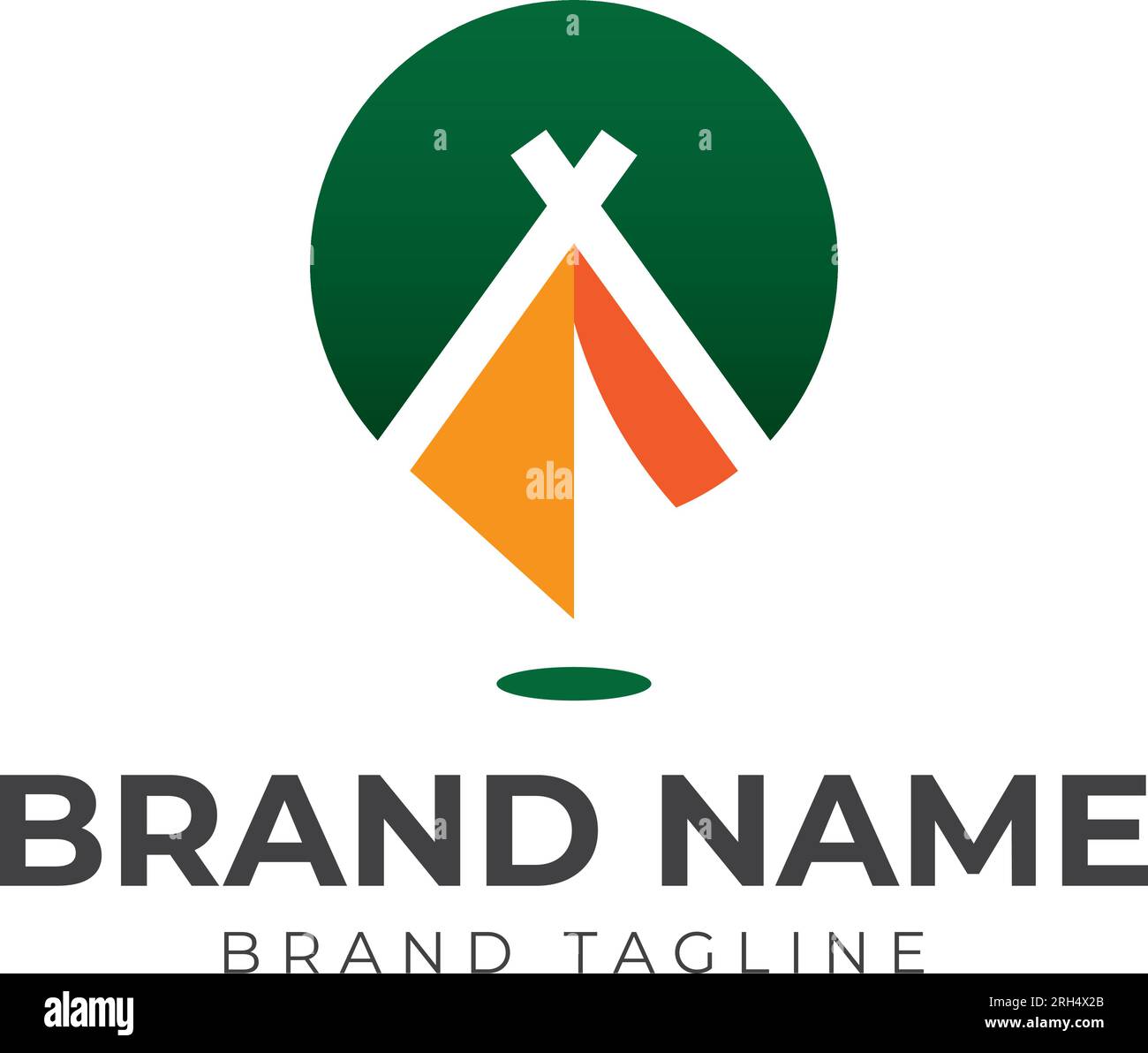 camping navigation logo. combination logo made from camping and navigation logo, logo template Stock Vector