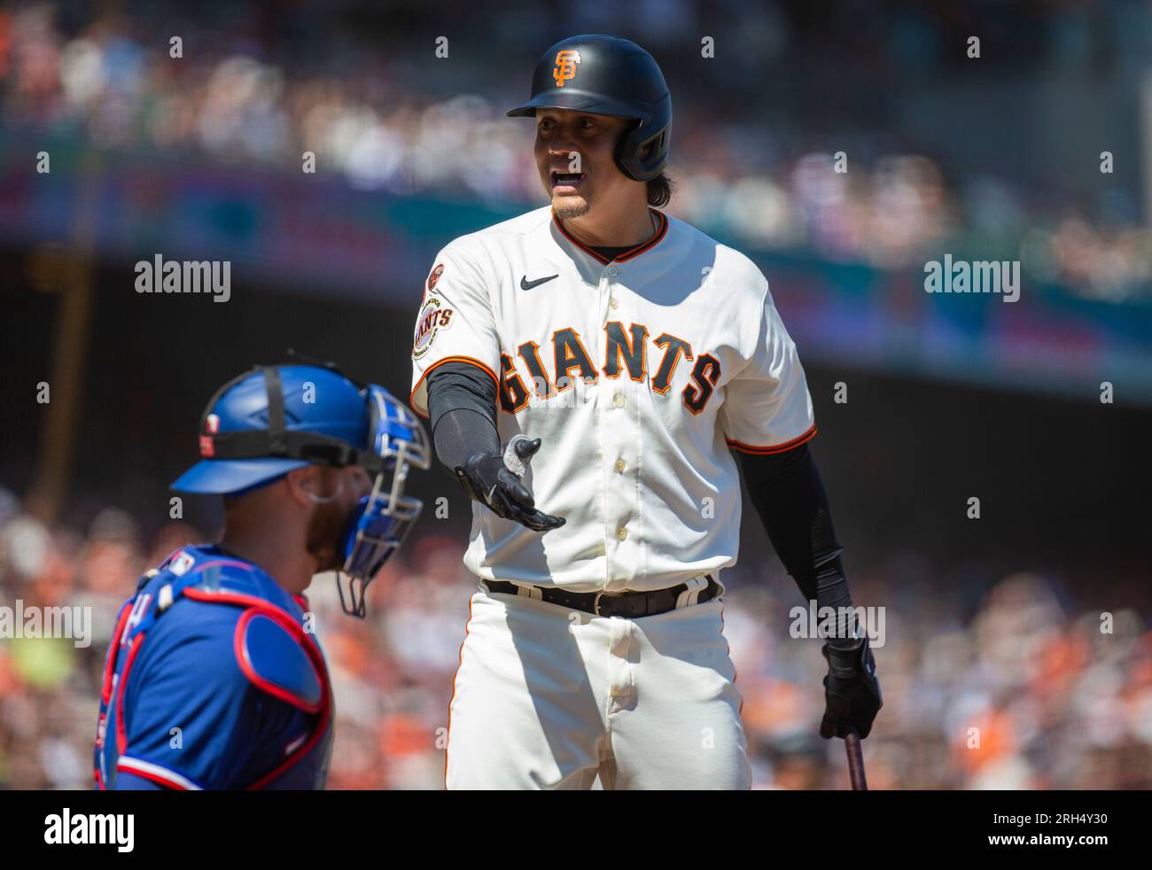 August 26 2023 San Francisco CA, U.S.A. San Francisco first baseman Wilmer  Flores (41)rounds the bases after hitting a two run homer in the third  inning during the MLB game between the