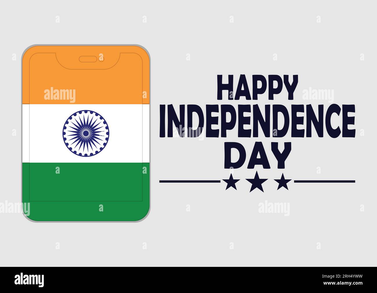 Happy Independence Day of India. Smartphone with flag of India. Vector illustration. Stock Vector