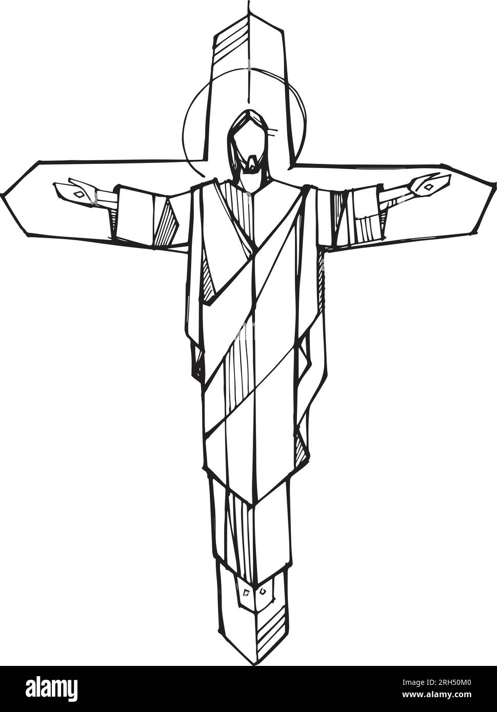 Hand drawn vector illustration or drawing of Risen Jesus Stock Vector ...