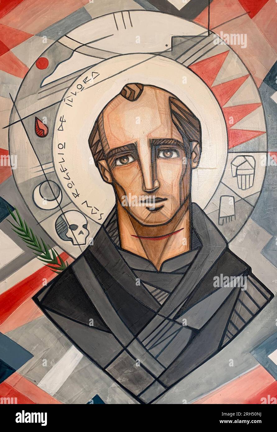 Hand drawn vector illustration or drawing of Saint Rogelio de Illora Stock Photo