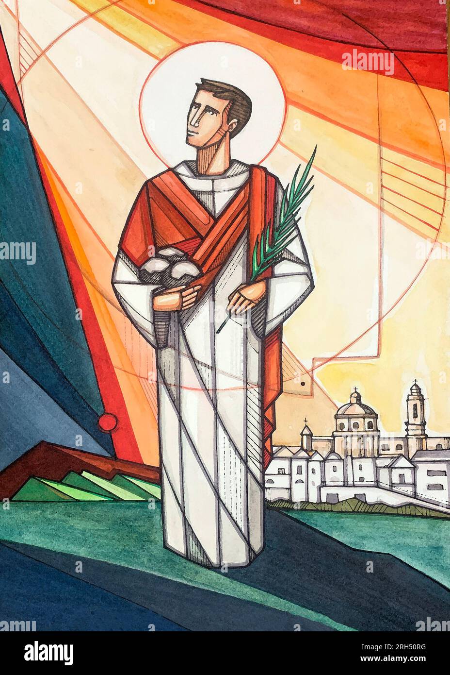 Hand drawn vector illustration or drawing of Saint Stephen Stock Photo - Alamy