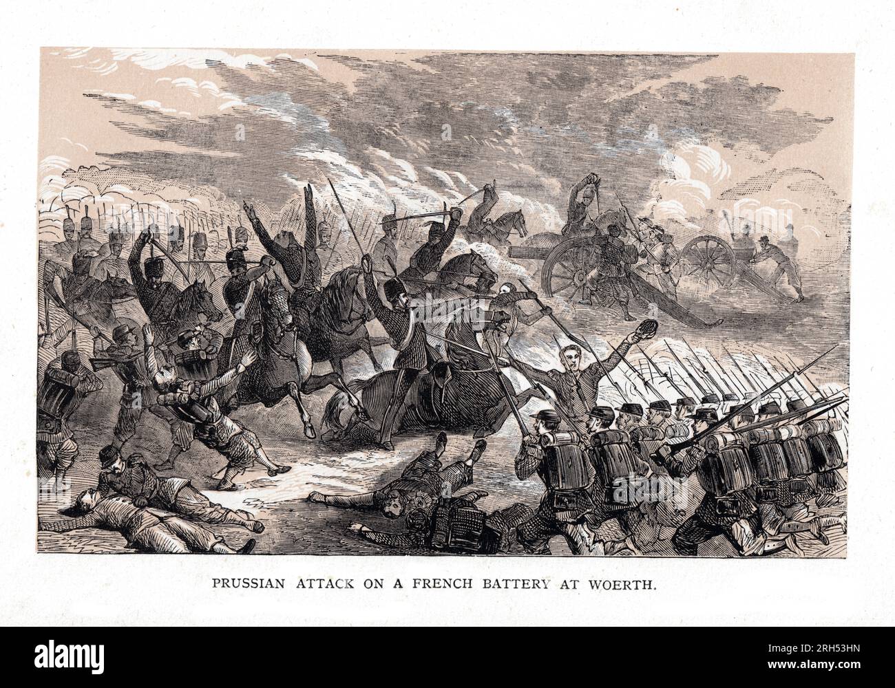 Prussian Attack on a French Battery at Woerth Illustration from The History of France by Thomas Wright (London Printing & Publishing) Stock Photo