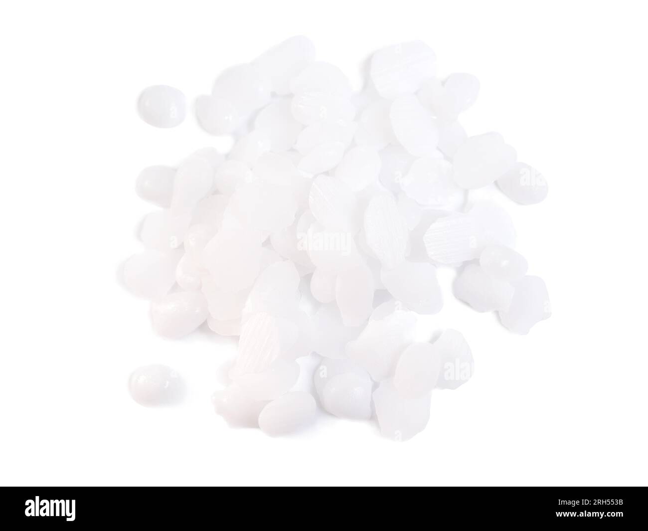 Potassium hydroxide or caustic potash on white background Stock Photo