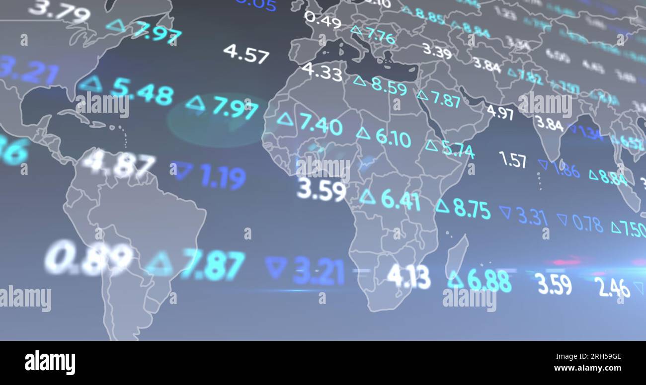 Image of data processing over world map Stock Photo - Alamy