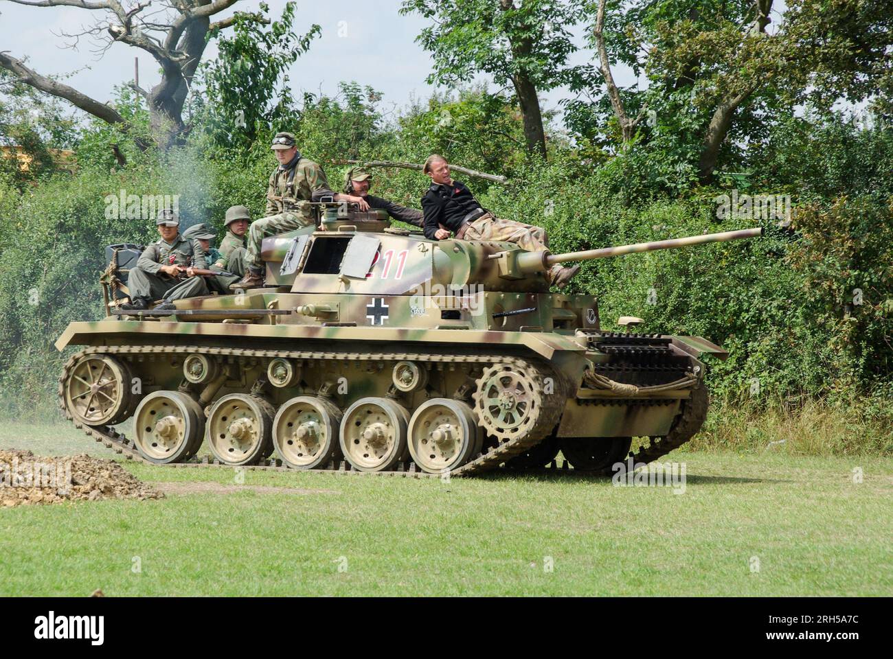 German tank being put through its paces for the public at a military re-enactment event at Damyns Hall, Essex, UK. Panzer III Tank Replica 211, Freya Stock Photo