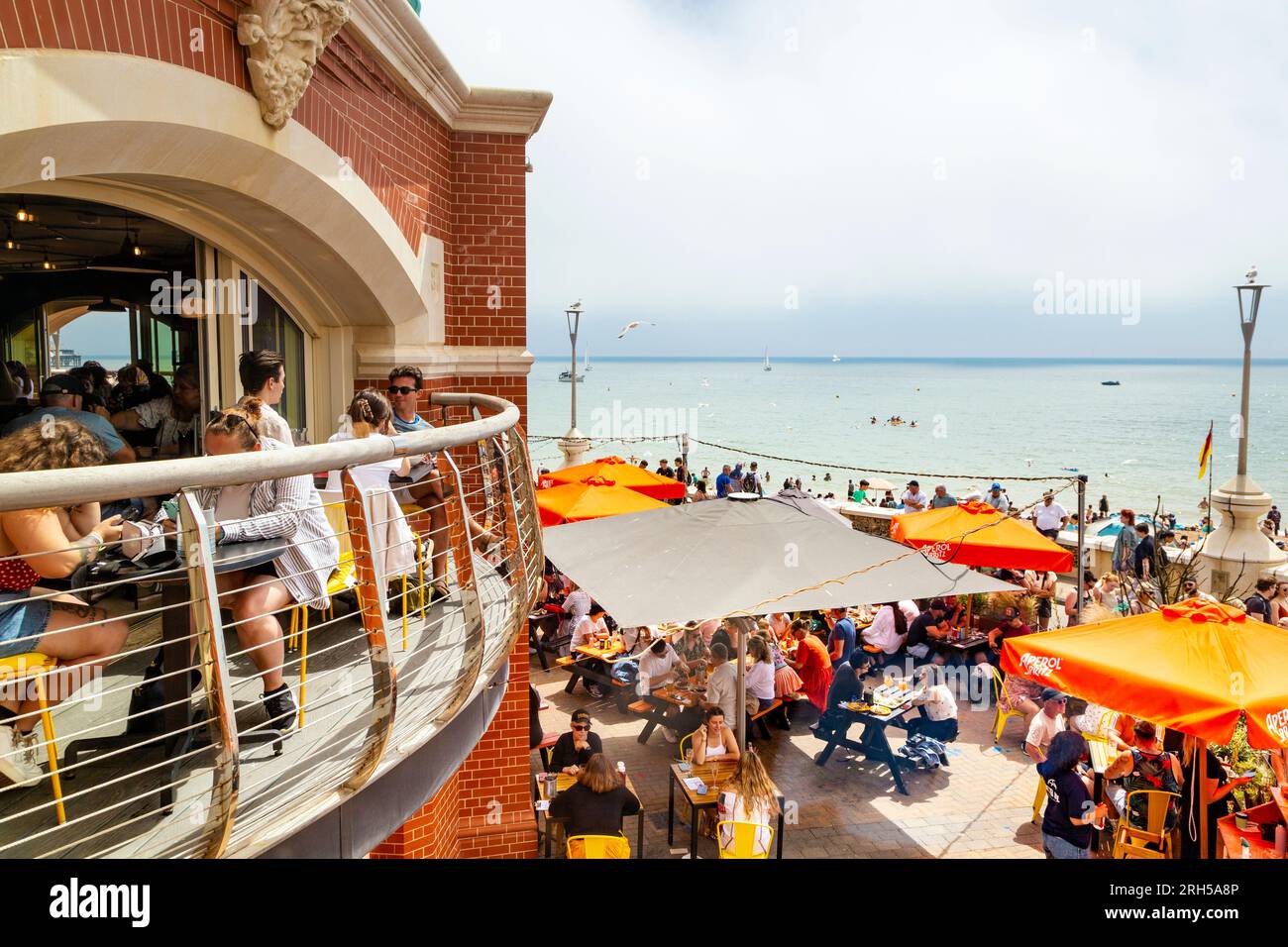 View of the sea from the Shelter Hall food hall, Brighton, England Stock Photo