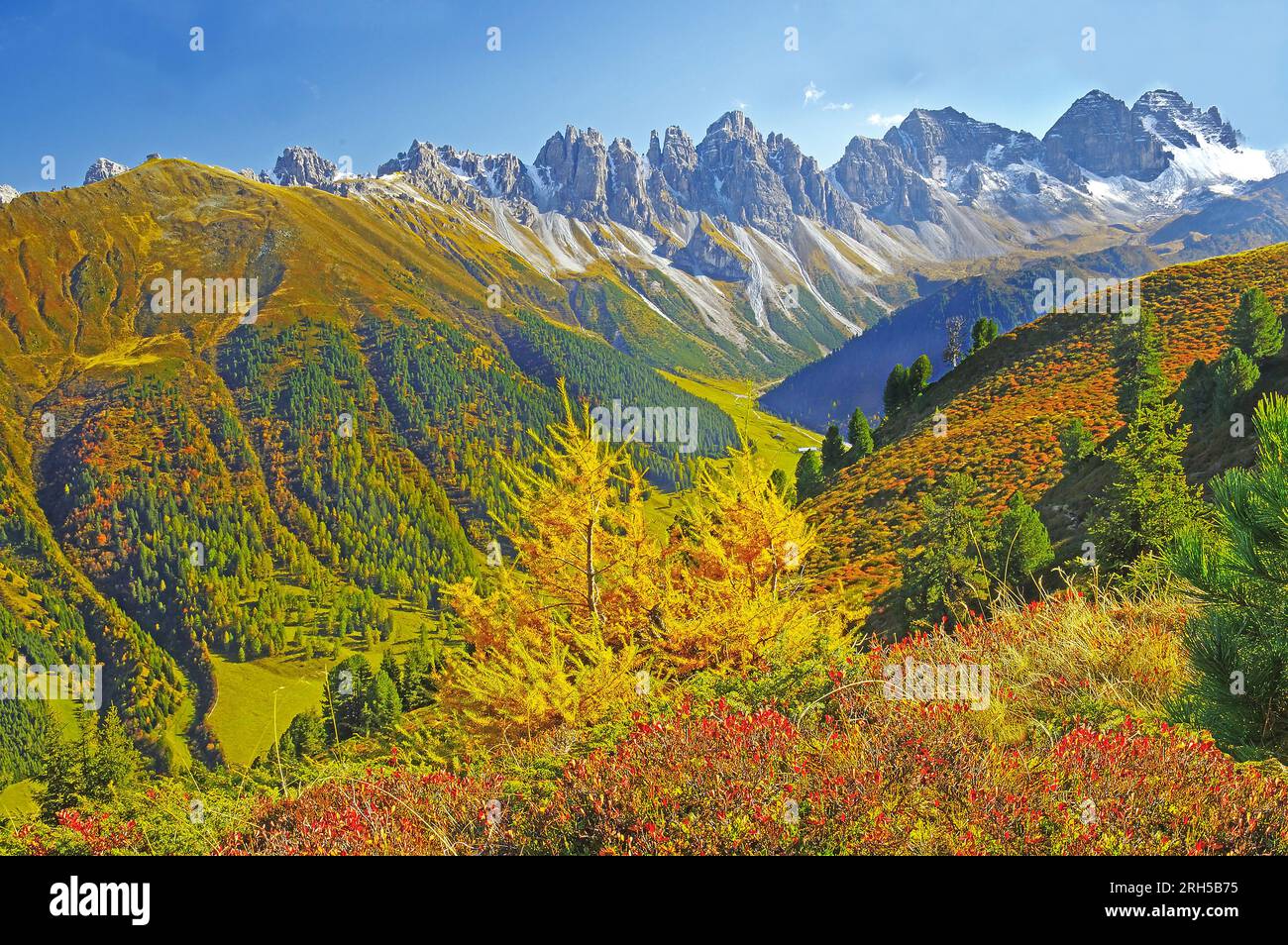 The 'Kalkkoegel' in Sellrain Valley, Tyrol, seen from the heights of Lake Salfein. Austria, Tyrol, Innsbruck Alps, Stock Photo