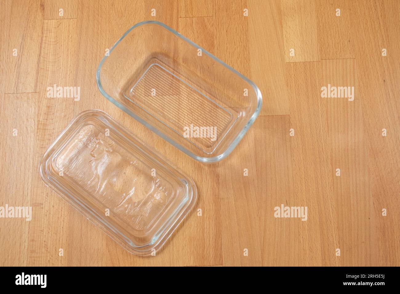 Charmingly unusual French glass butter dish with a cow in field design