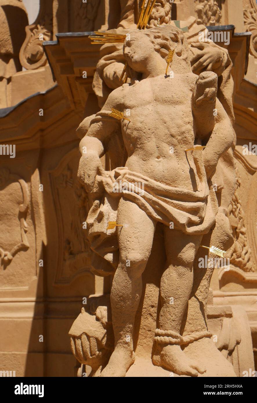 Detail of the Hungarian baroque Holy Trinity Column, Holy Trinity Square, Veszprem, Hungary Stock Photo