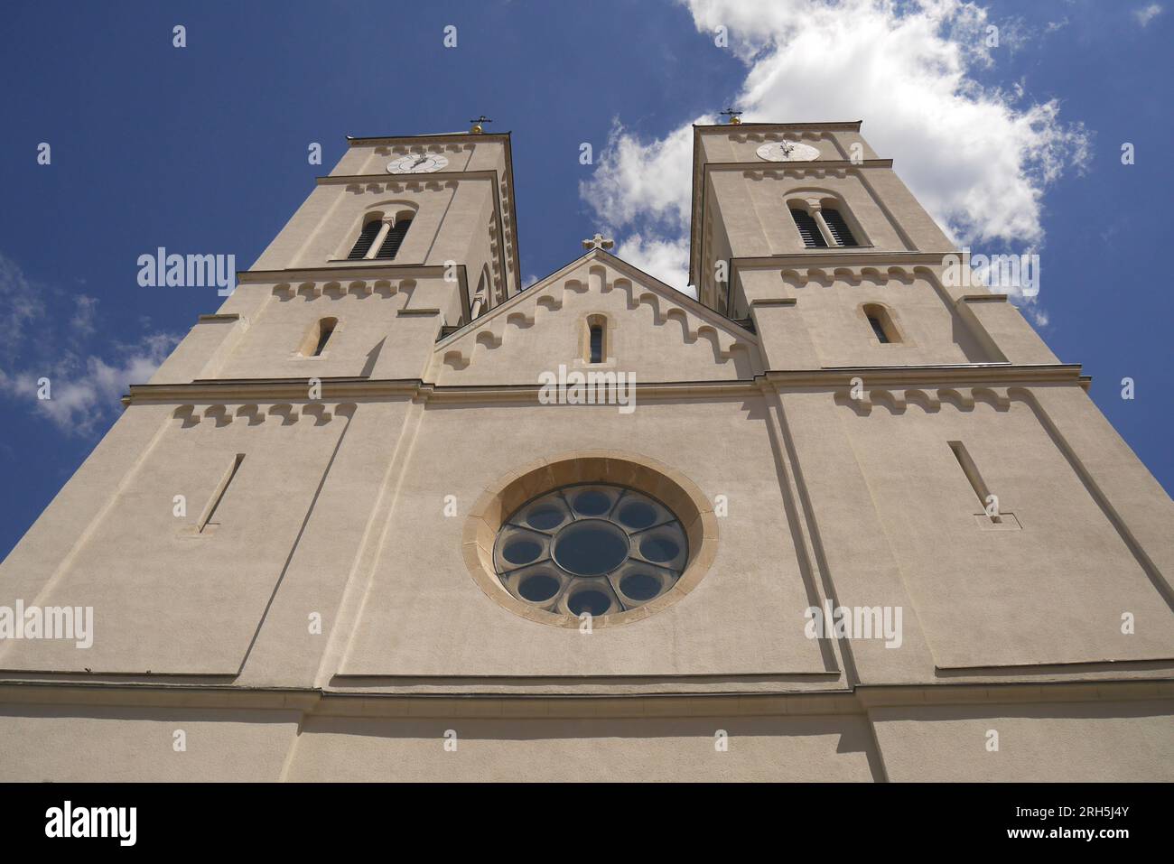 St Michael’s Church, the minor basilica, on Var utca, Castle Street, Veszprem, Hungary Stock Photo