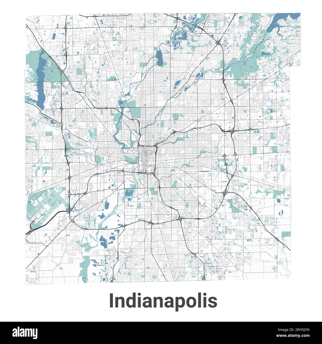 Indianapolis map, detailed administrative area with border Stock Vector 