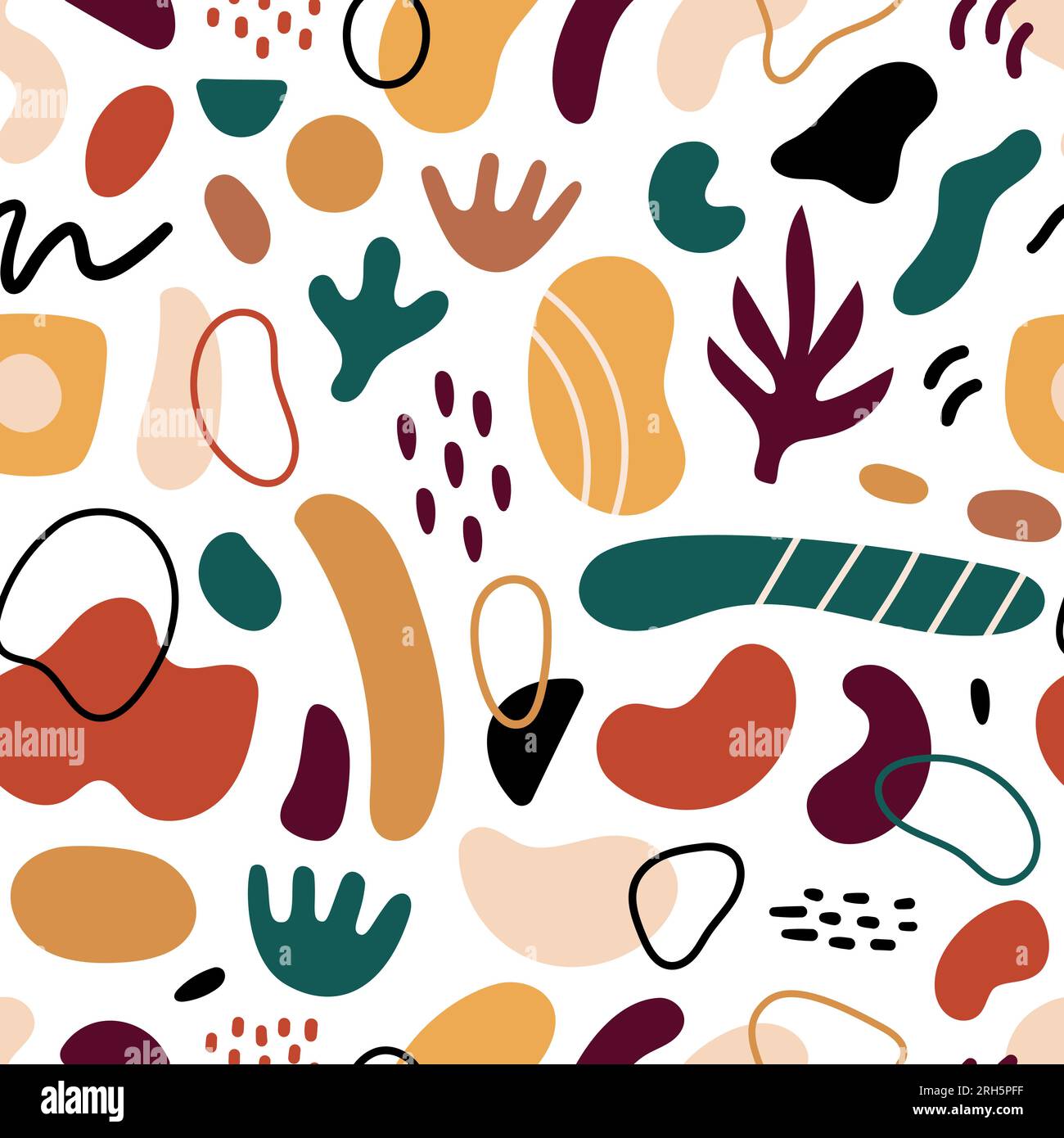 Abstract geometric shapes seamless pattern. Vector Hand drawn various ...