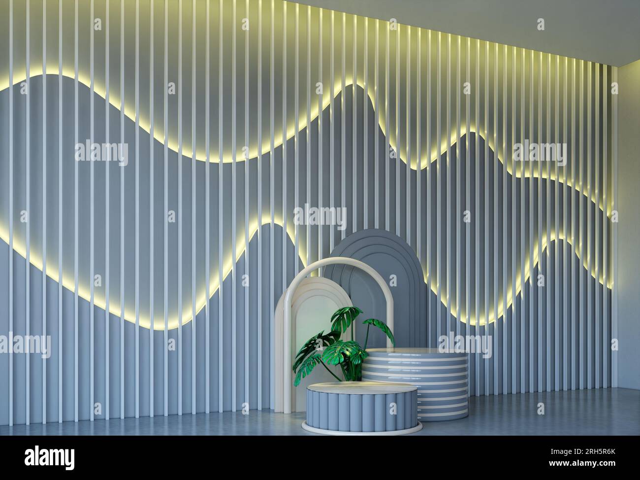 Unique decorative wall panel interior design, 3d illustration render ...