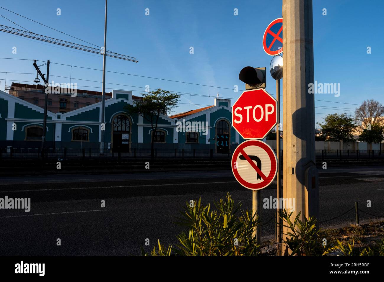 Lisbon, Portugal 24 April 2023 Traffic signs at Avenida Brasília