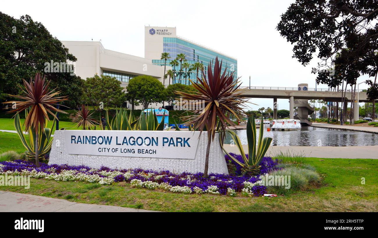 Long Beach, California: Rainbow Lagoon Park located north of Shoreline Drive and Linden Avenue Stock Photo