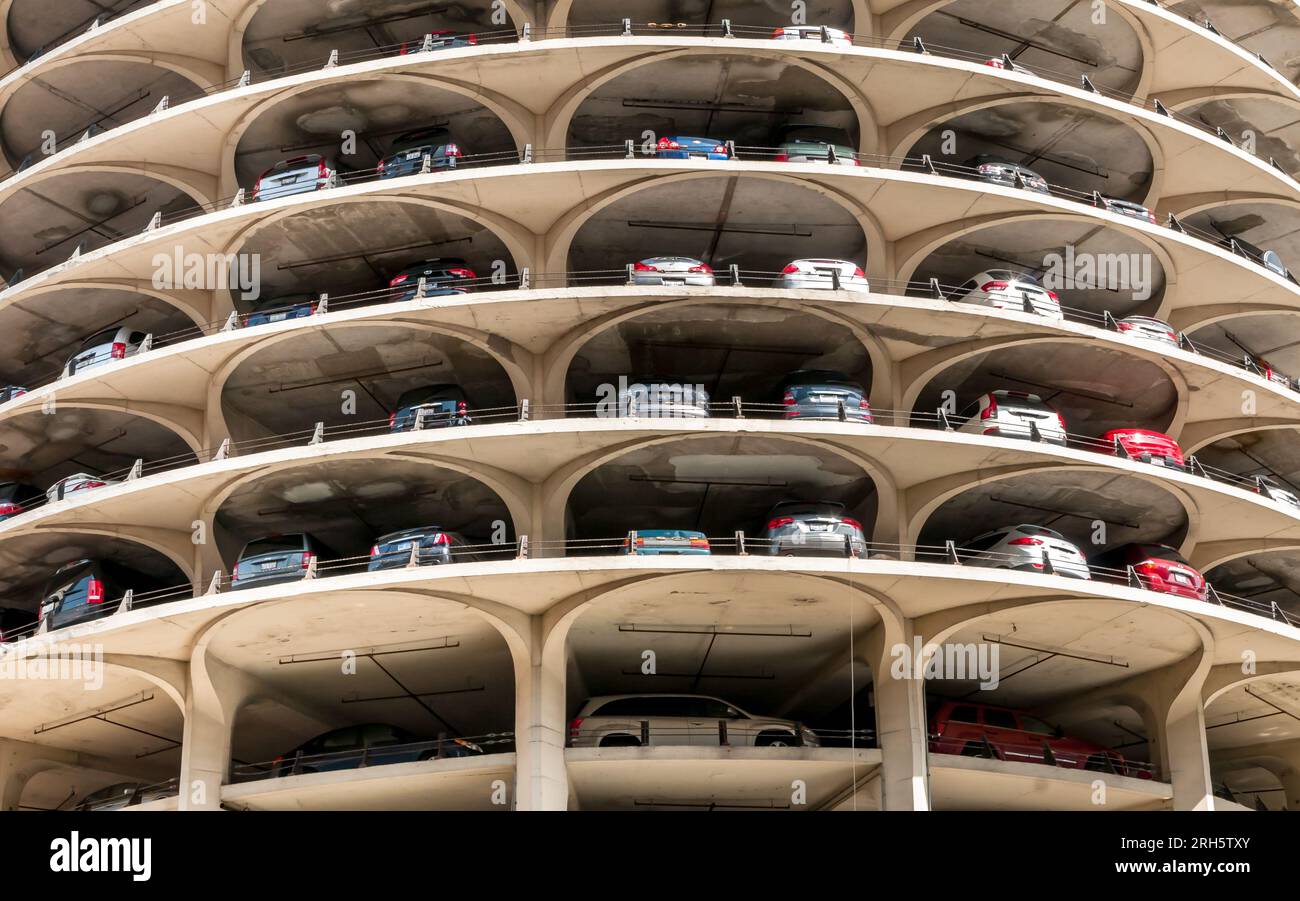 Marina City, circular parking garage. Chicago. Illinois, USA, Stock Photo,  Picture And Rights Managed Image. Pic. D65-310289