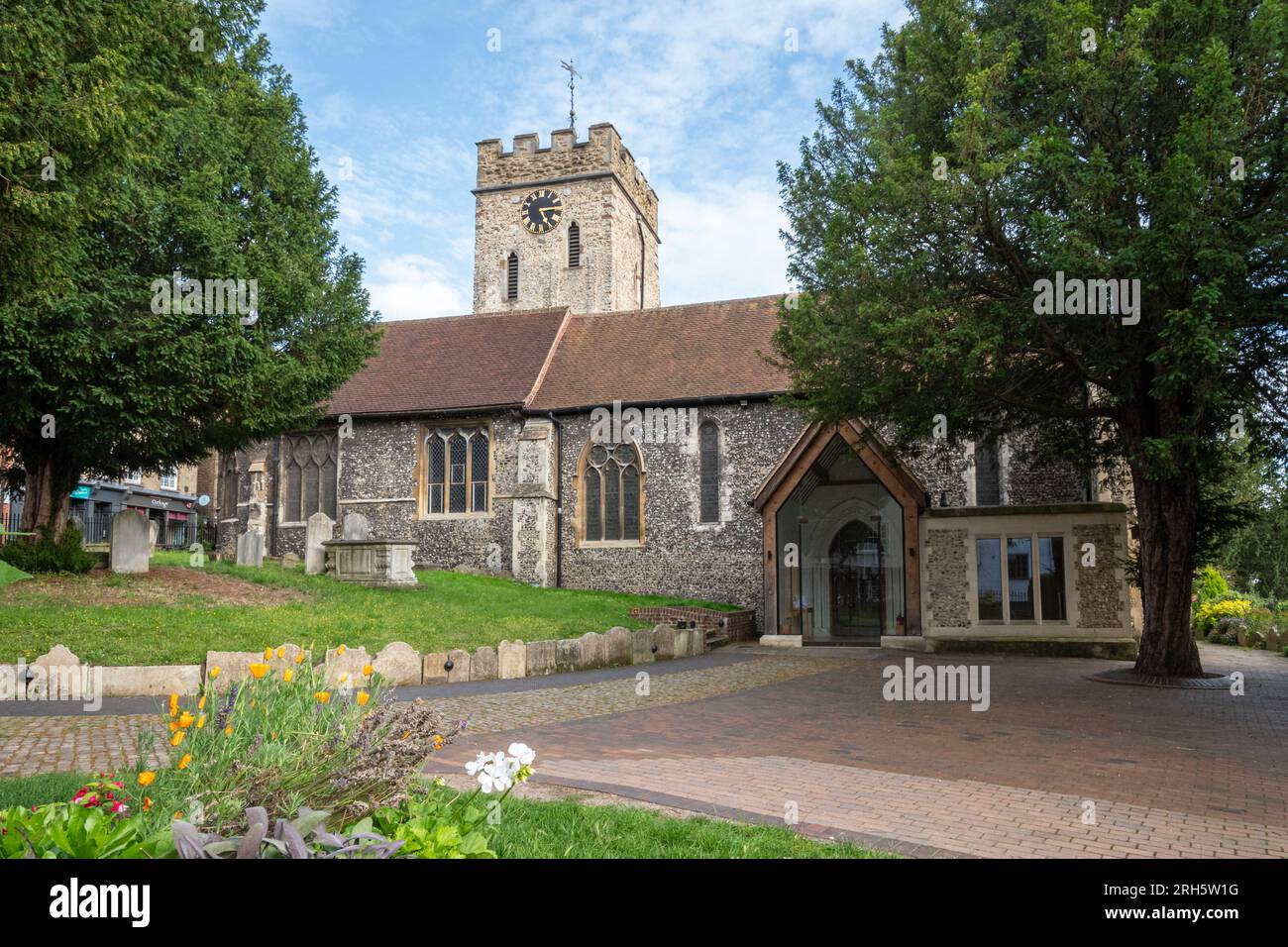 St Mary's Church in Guildford, with an Anglo Saxon tower, a grade I listed building, Surrey, England, UK Stock Photo