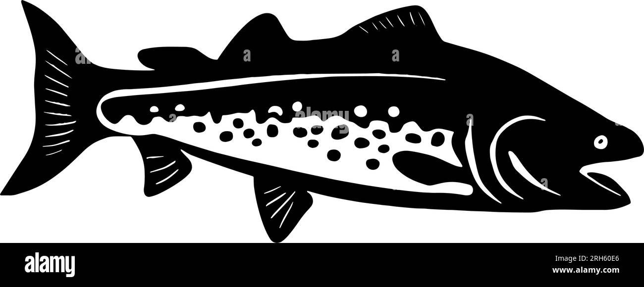 Salmon fish silhouette symbol. Vector illustration Stock Vector