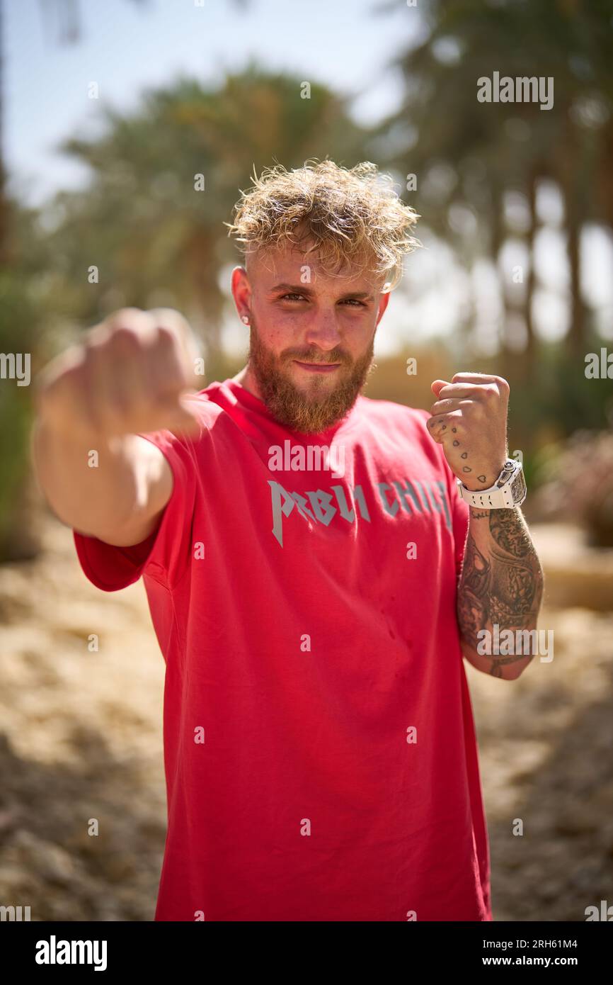 Celebrity YouTuber Jake Paul before his fight with Tommy Fury in Saudi Arabia Stock Photo