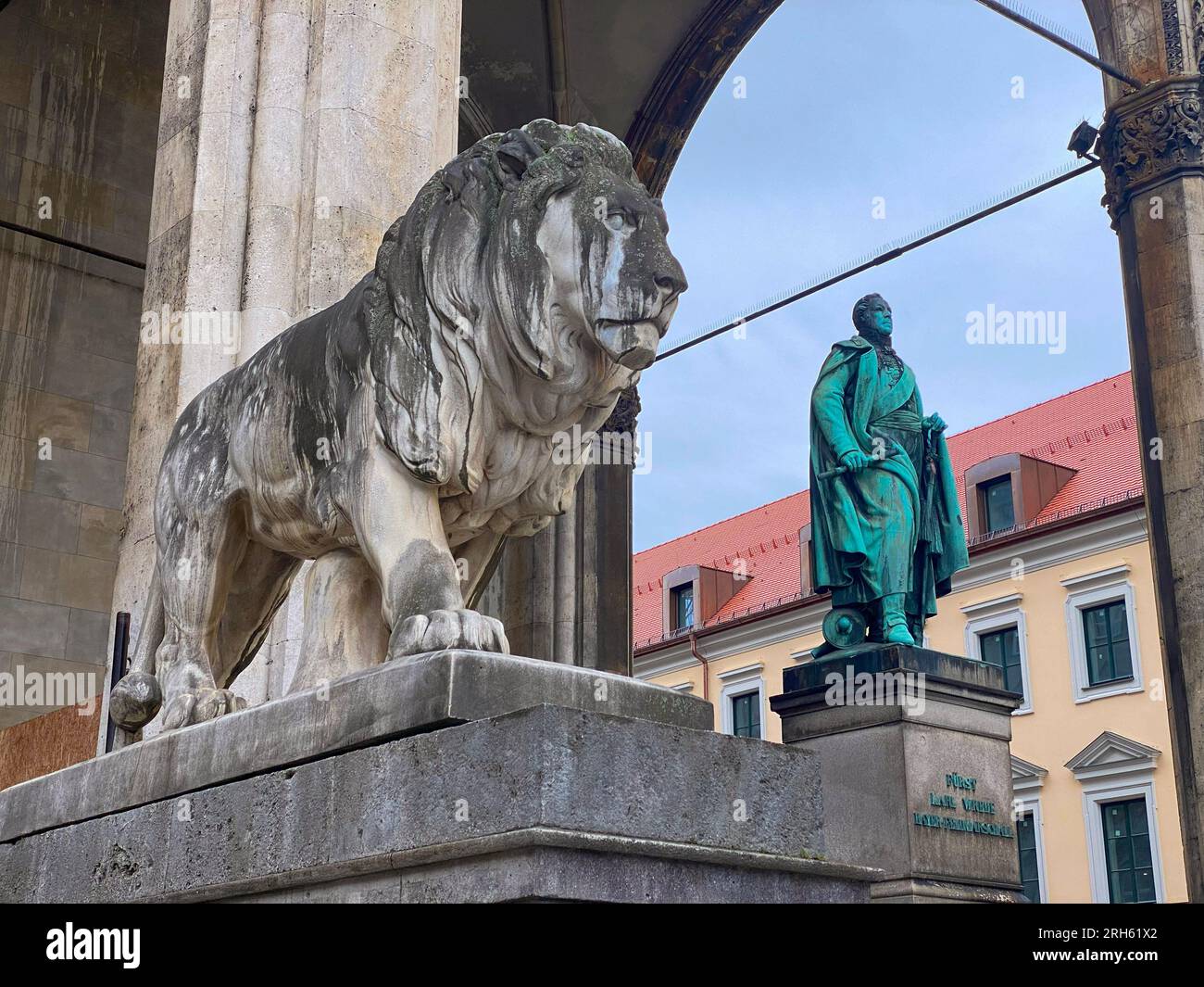 Statue of Karl Philipp von Wrede at The Feldherrnhalle Stock Photo