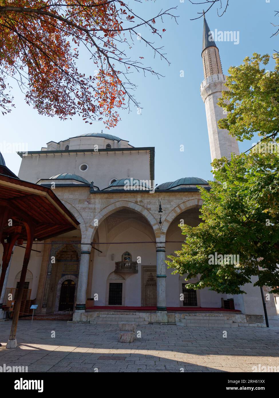 Exterior of the Gazi Husrev-beg Mosque, a 16th Century Ottoman Mosque, Sarajevo, Bosnia and Herzegovina, August 14, 2023. Stock Photo