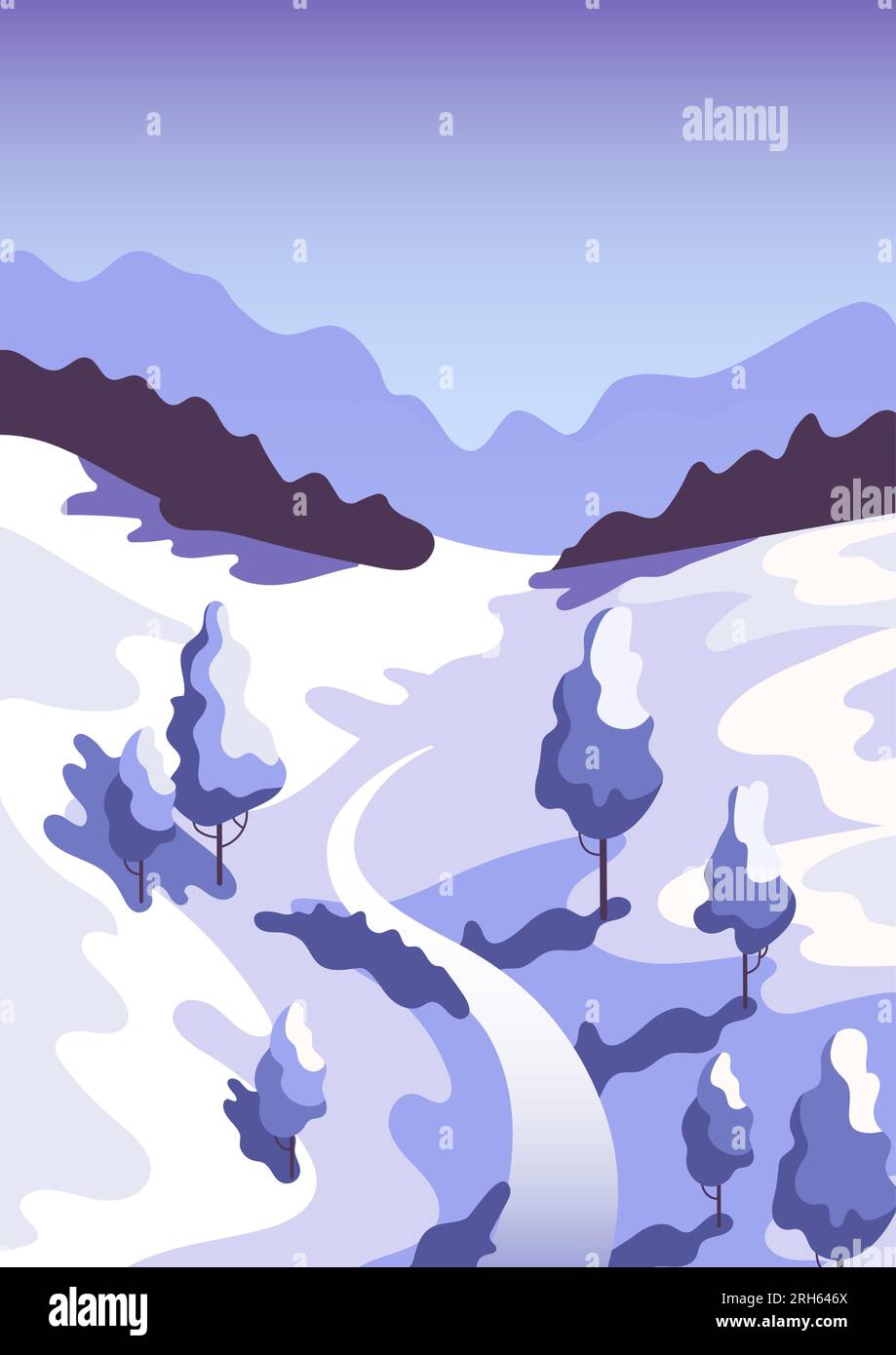 Snow covered scenic forest Stock Vector Images - Alamy