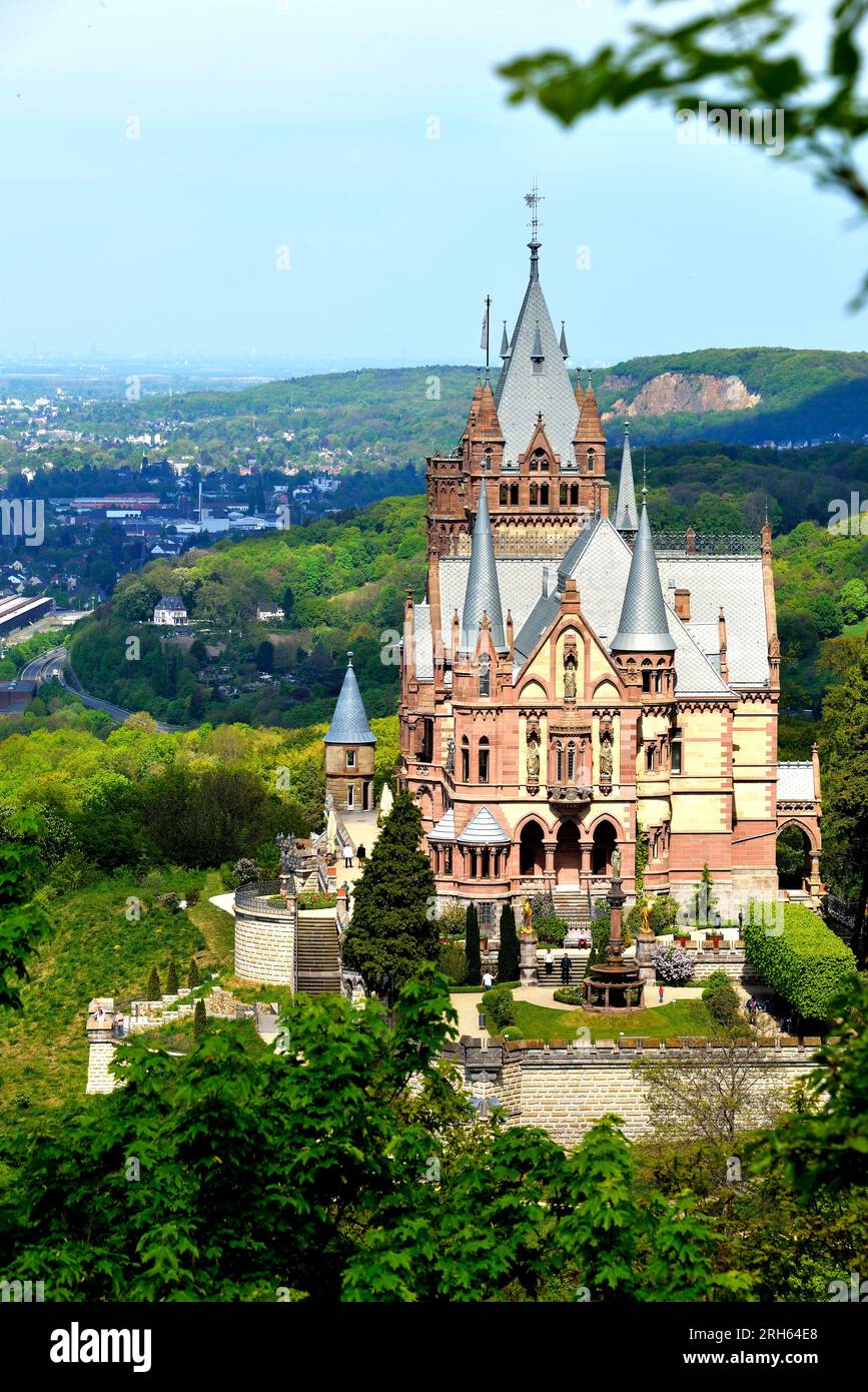 Castle Drachenburg schloss on drachenfels koningswinter Siebengebirge Stock Photo