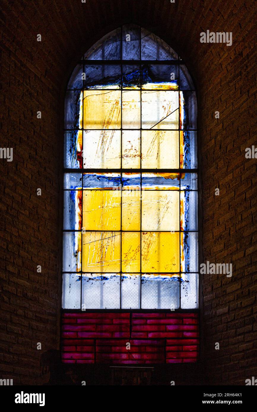 Chagall stained glass window in the abbey church of Moissac Stock Photo