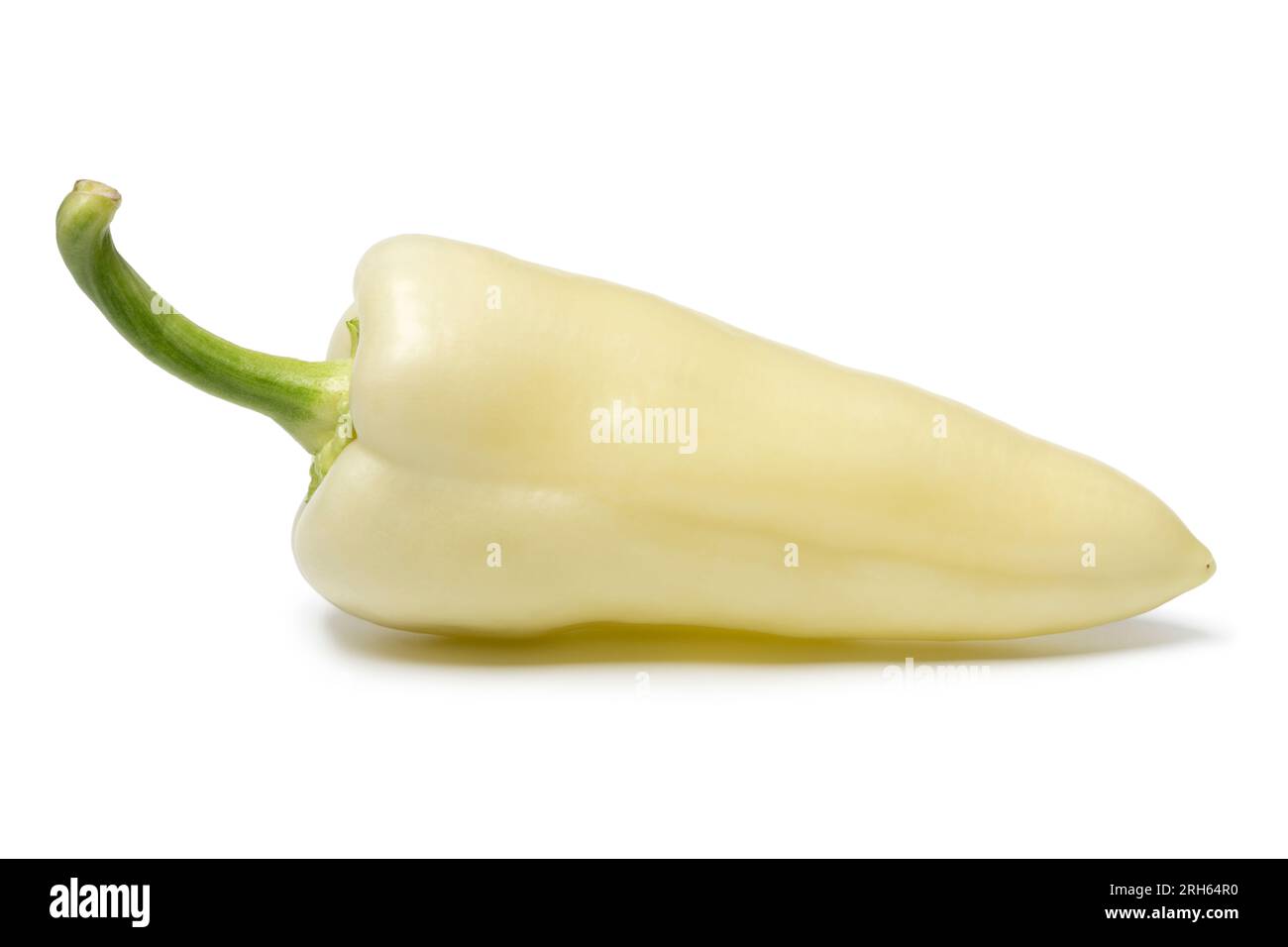 Single whole fresh white pointed bell pepper isolated on white background close up Stock Photo