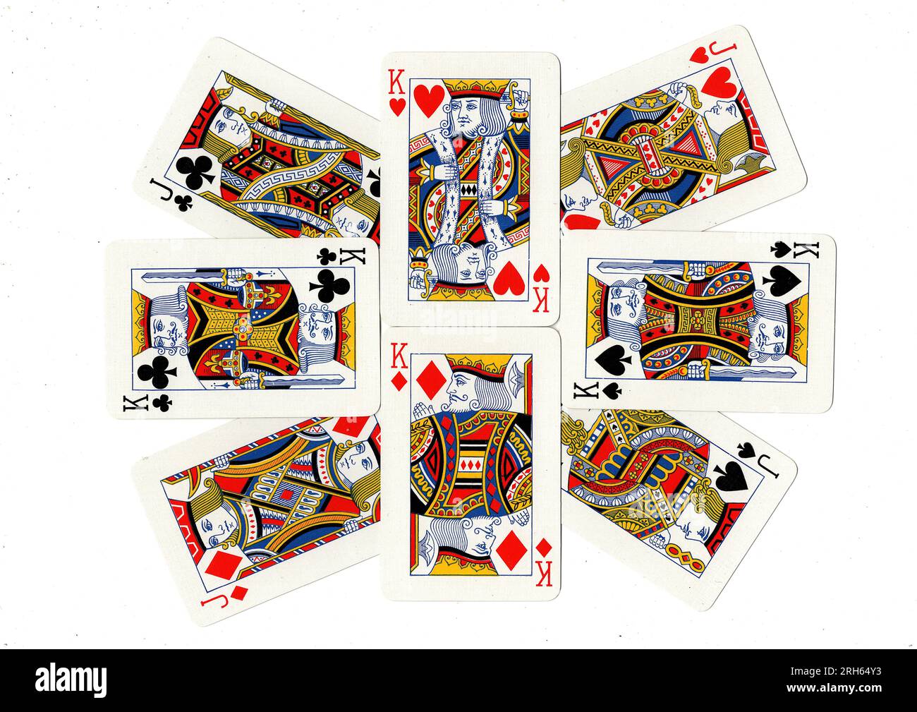 Vintage playing cards showing a display of kings and jacks Stock Photo