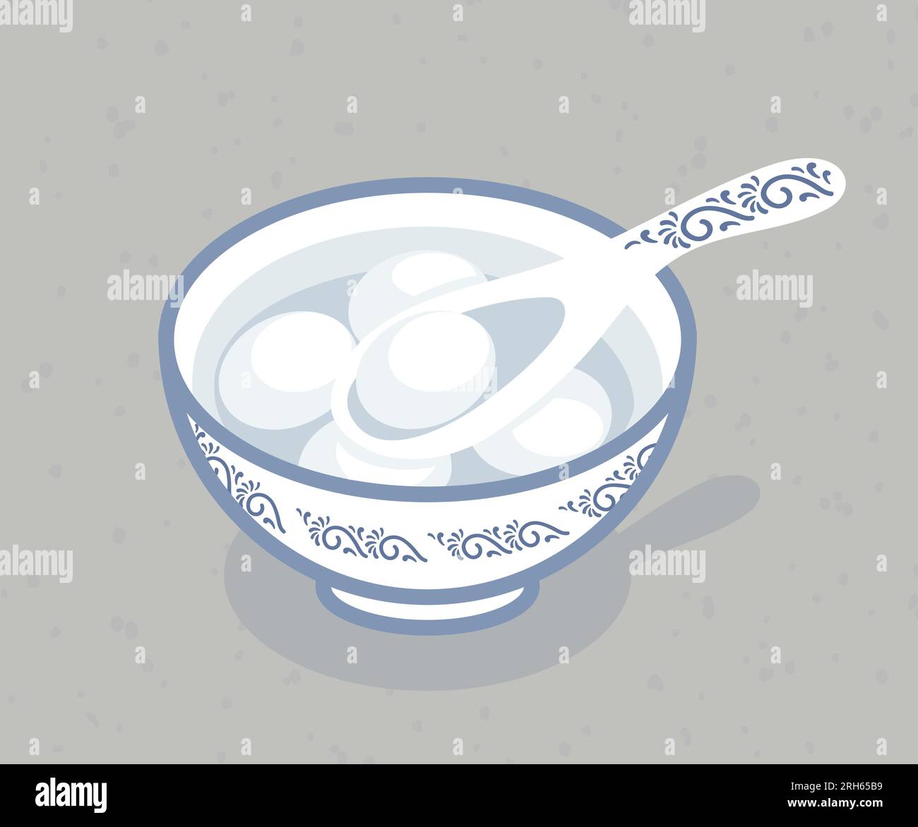 Southern Rice Balls Ningbo. Winter solstice, yuan xiao cuisine. lantern festival. Soup balls, sweet filling, red bean paste, black sesame, marmalade p Stock Vector