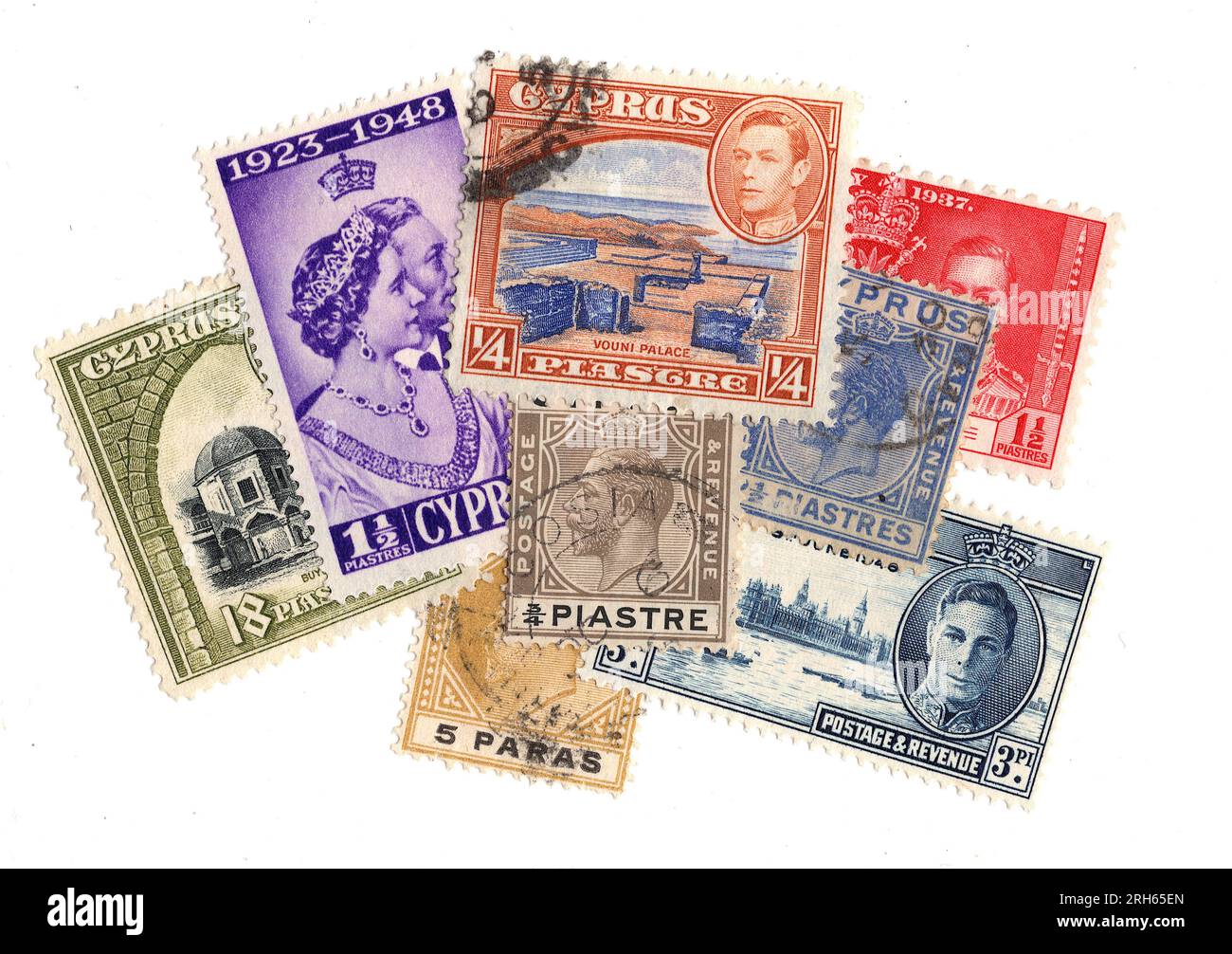 A montage of vintage postage stamps from Cyprus on a white background Stock  Photo - Alamy