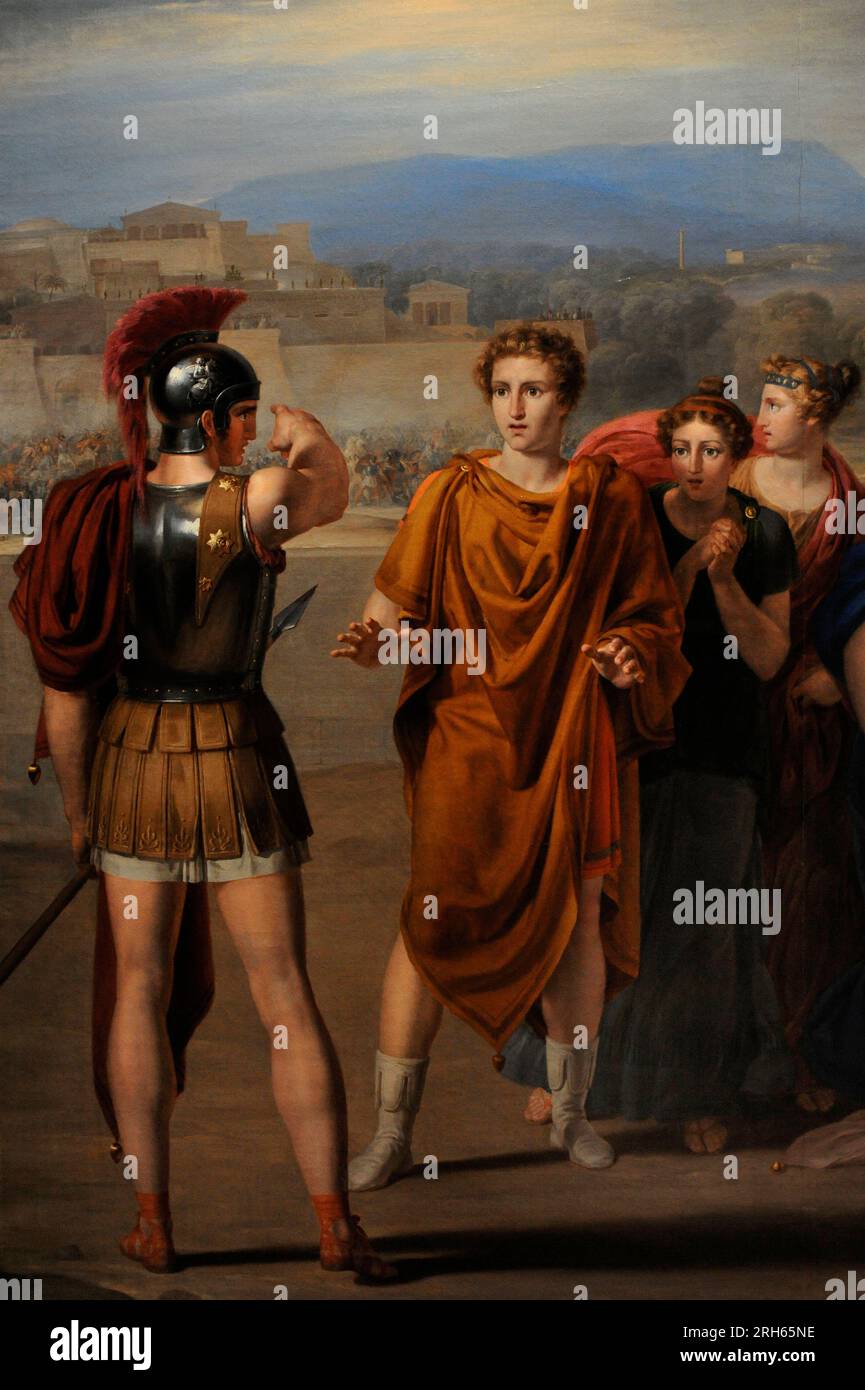 Rafael Tegeo (1798-1856). Spanish painter. Antilochus takes to Achilles the news of the fight on the body of Patroclus. Oil on canvas, 1831. Detail. Private collection. Stock Photo