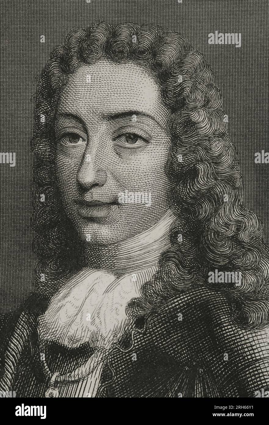 Charles VI (1685-1740). Holy Roman Emperor (1711-1740). Portrait. Pretender to the throne of Spain as Charles III. Engraving by Geoffroy. 'Historia Universal', by Cesar Cantu. Volume VI. 1857. Stock Photo